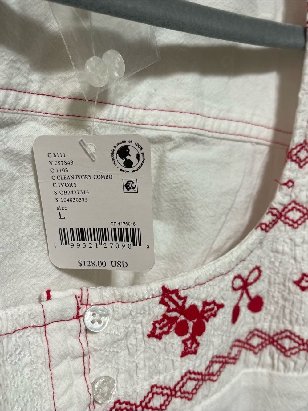Free People Holly Embroidered Folk Top Sz L NWT - Picture 5 of 6